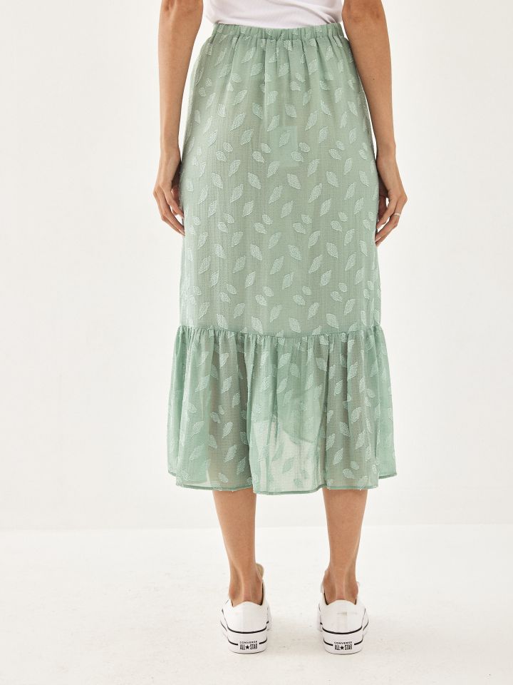 חצאית דפוס מלמלה בצבע ירוק בהיר