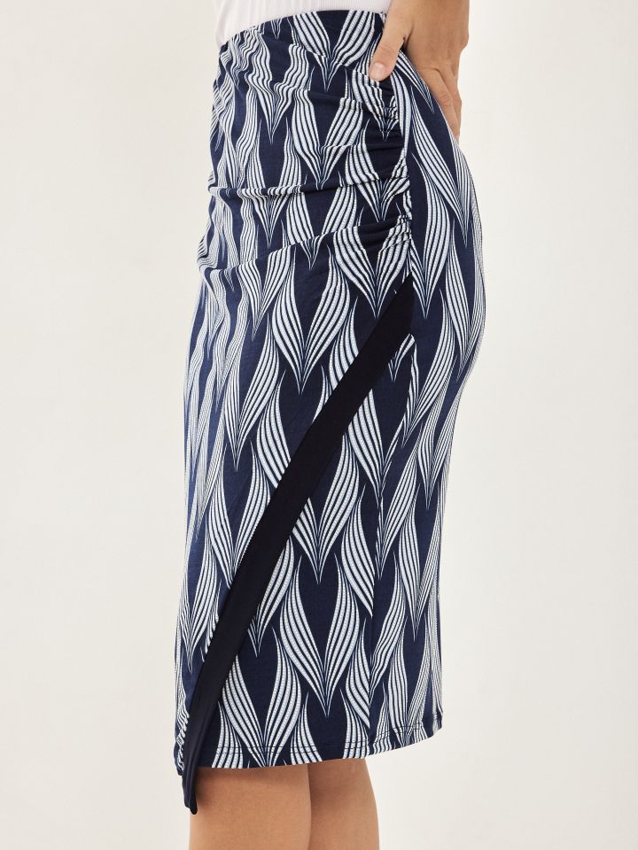 חצאית דפוס שילובים מעטפה בצבע תכלת