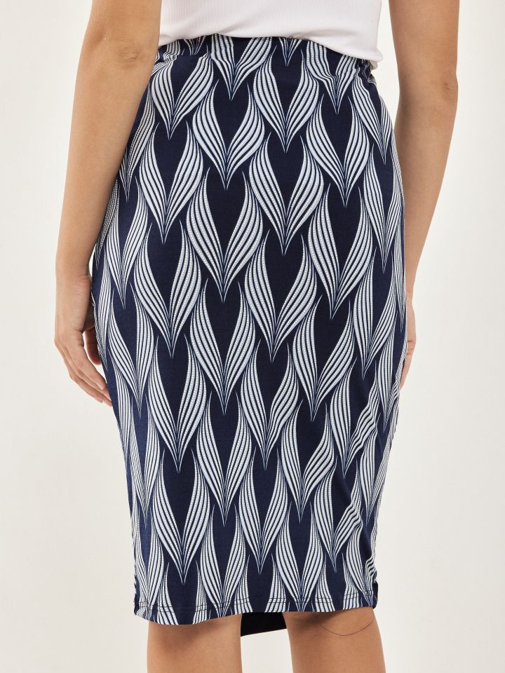 חצאית דפוס שילובים מעטפה בצבע תכלת