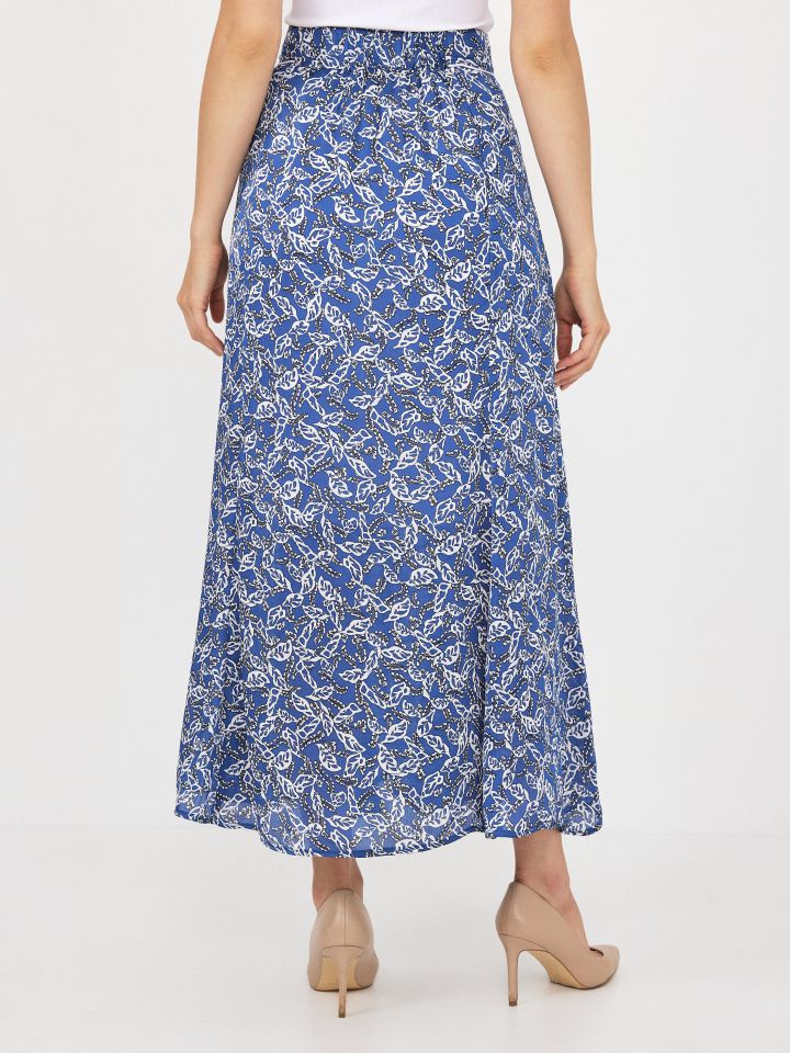 חצאית דפוס גומי בגב בצבע כחול/לבן