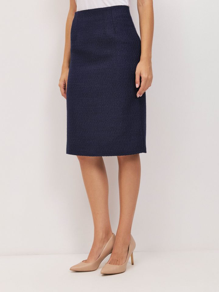 חצאית בוקלה שילוב EDEN בצבע נייבי