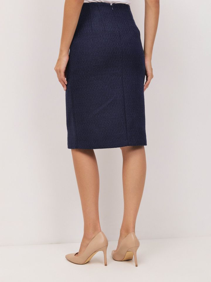 חצאית בוקלה שילוב EDEN בצבע נייבי