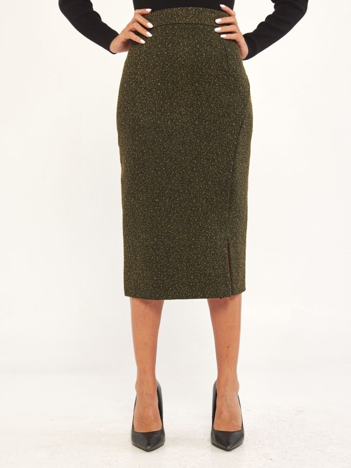 חצאית בוקלה שליץ בצבע זית