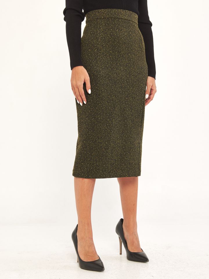 חצאית בוקלה שליץ בצבע זית