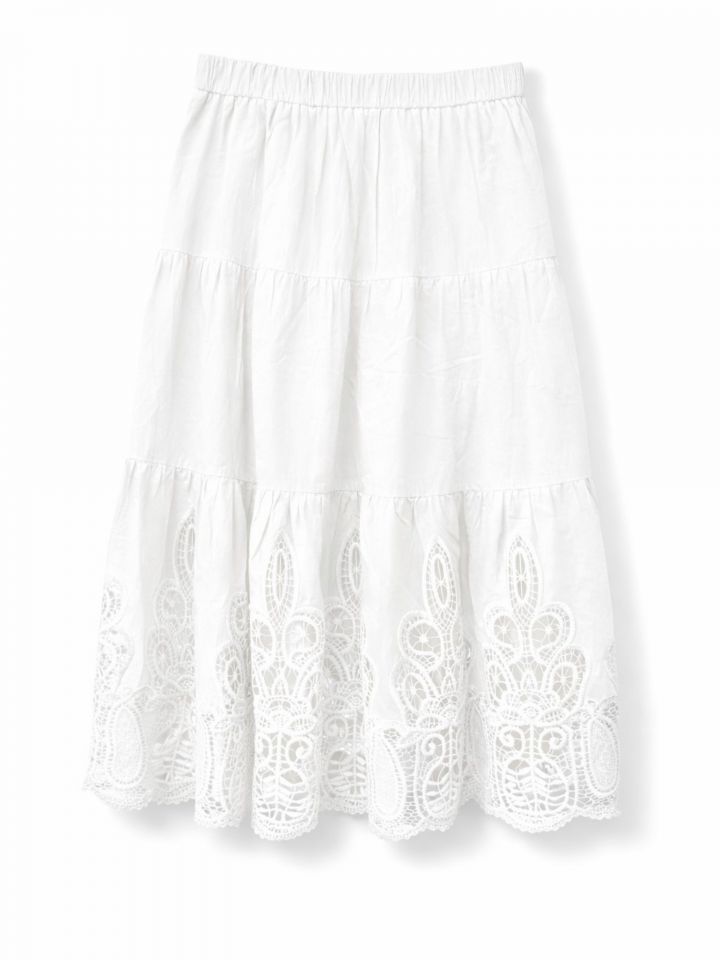 חצאית שילוב קרושה בצבע לבן