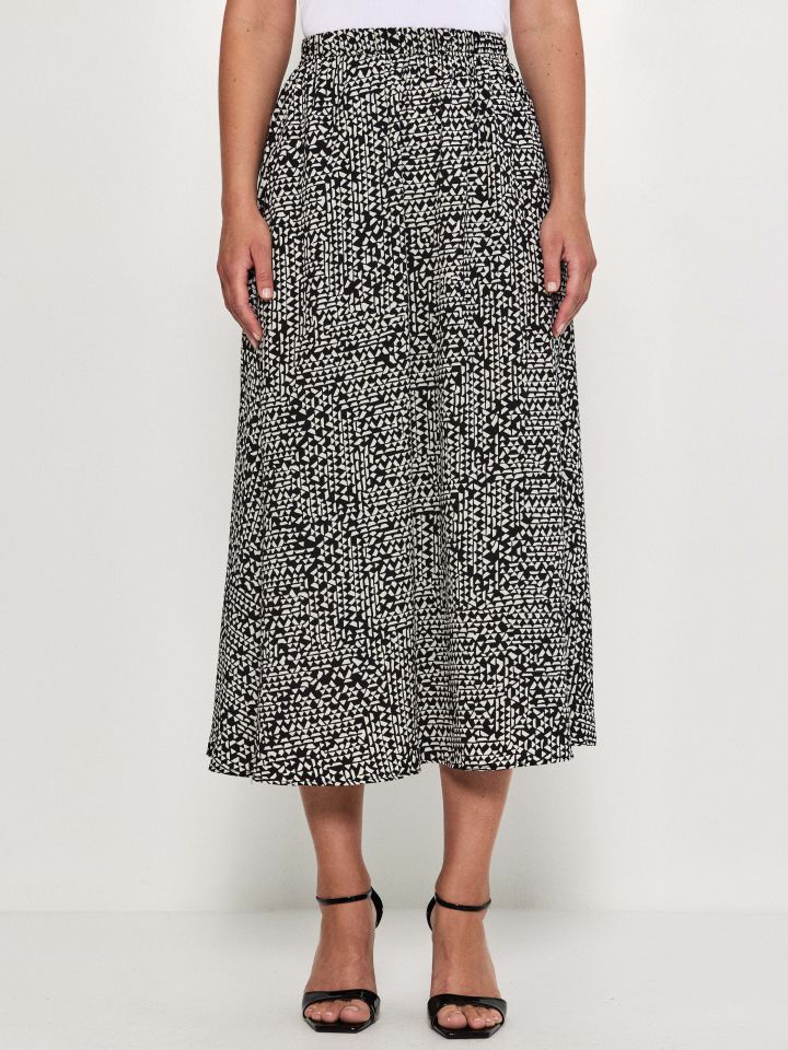 חצאית דפוס בצבע שחור/לבן