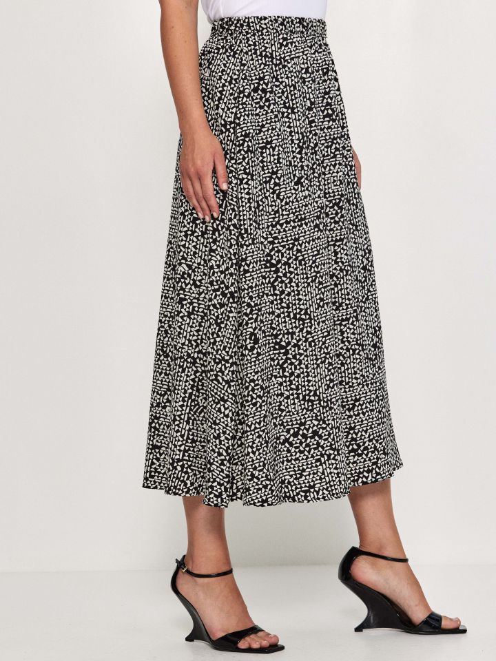 חצאית דפוס בצבע שחור/לבן