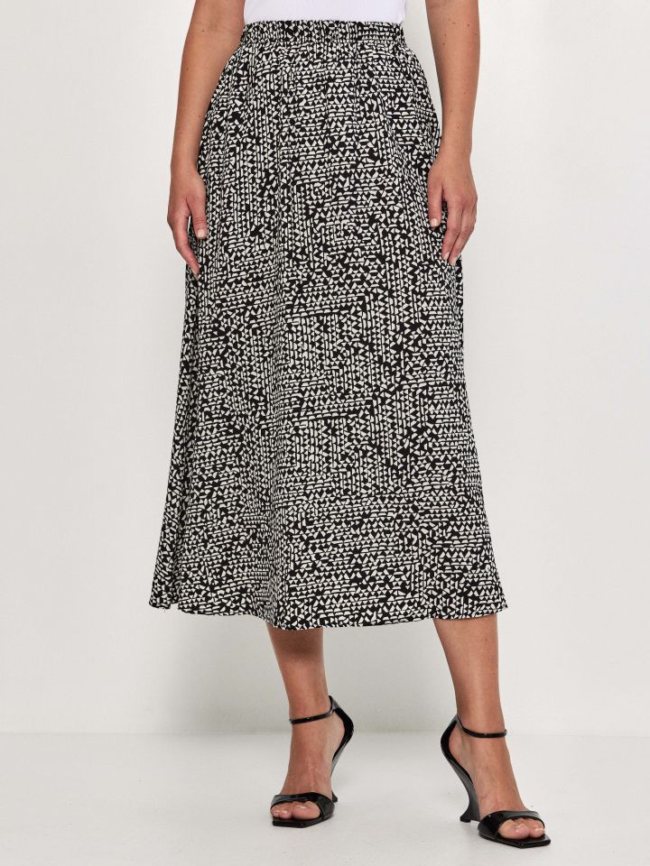 חצאית דפוס בצבע שחור/לבן