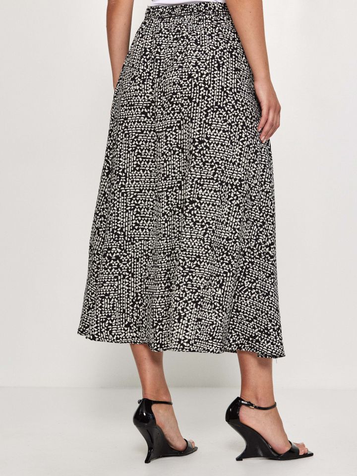 חצאית דפוס בצבע שחור/לבן