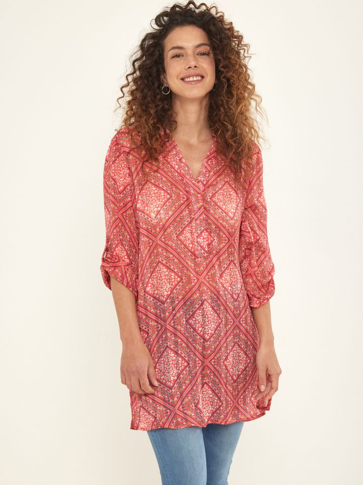 טוניקה דפוס שינה בצבע קורל