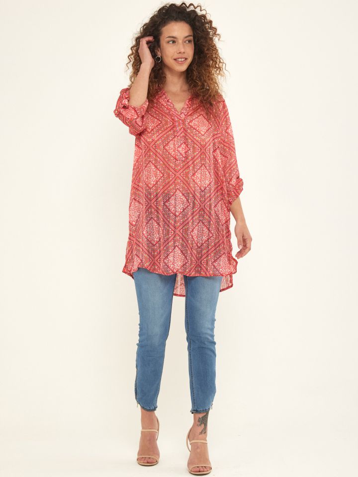 טוניקה דפוס שינה בצבע קורל