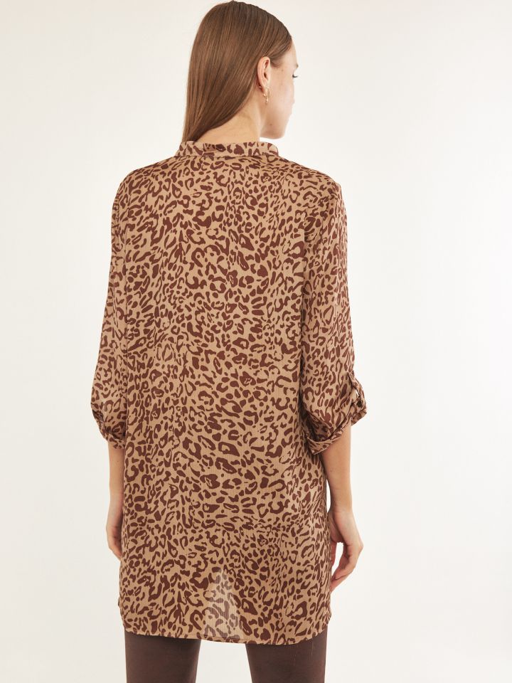 טוניקה שינה דפוס בצבע חום