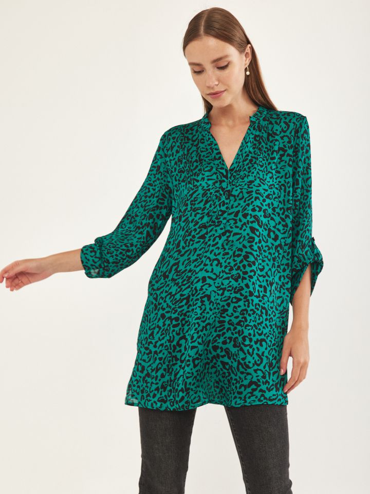 טוניקה שינה דפוס בצבע ירוק