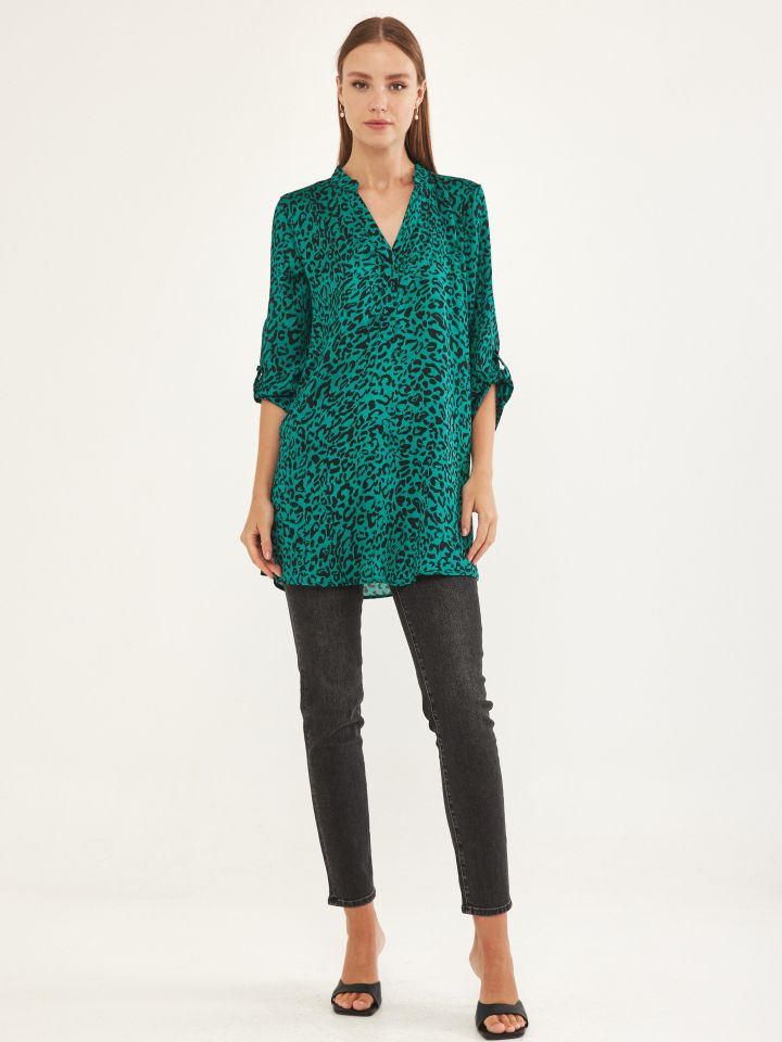 טוניקה שינה דפוס בצבע ירוק