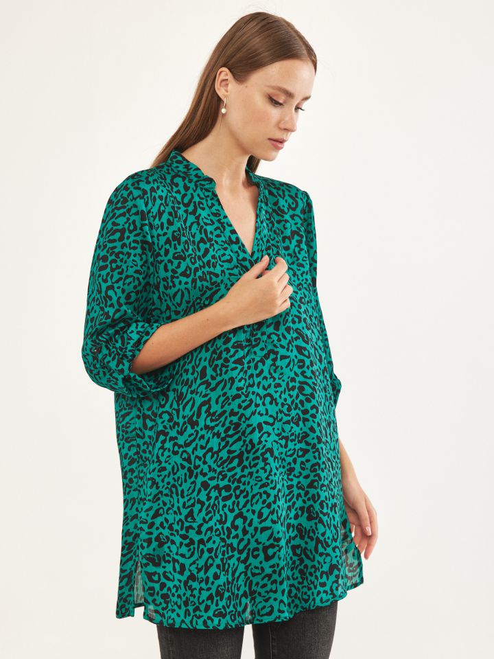 טוניקה שינה דפוס בצבע ירוק