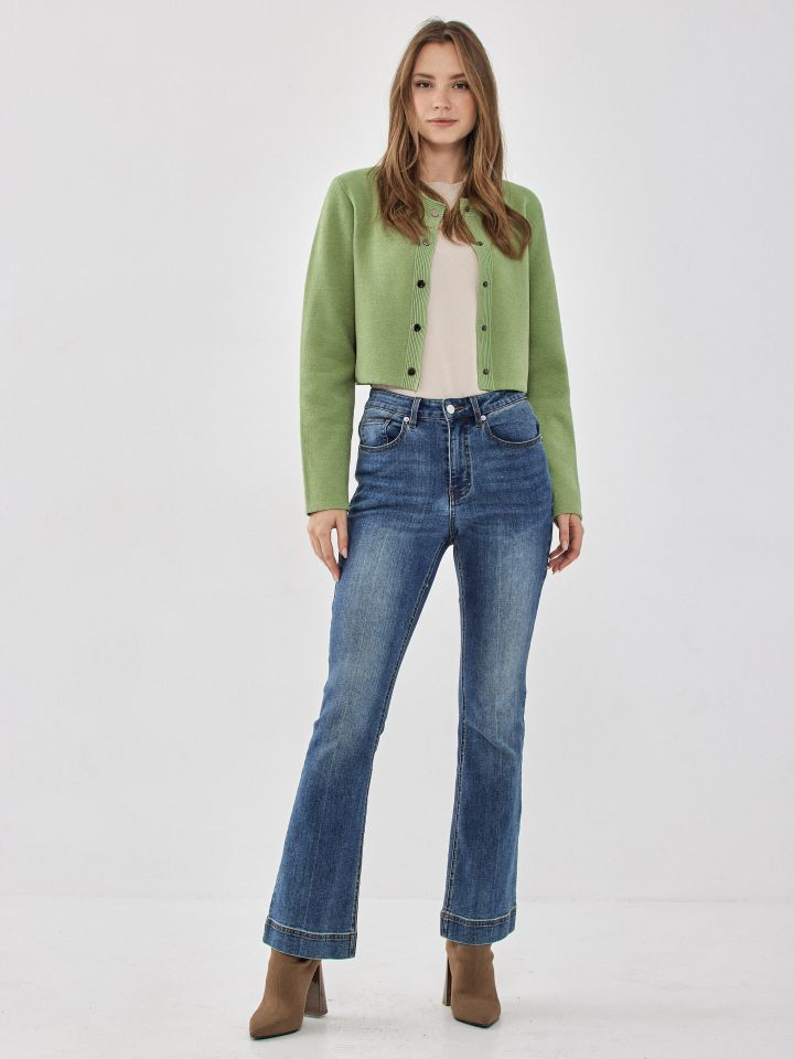 עליונית  סריג מראה שניל בצבע ירוק