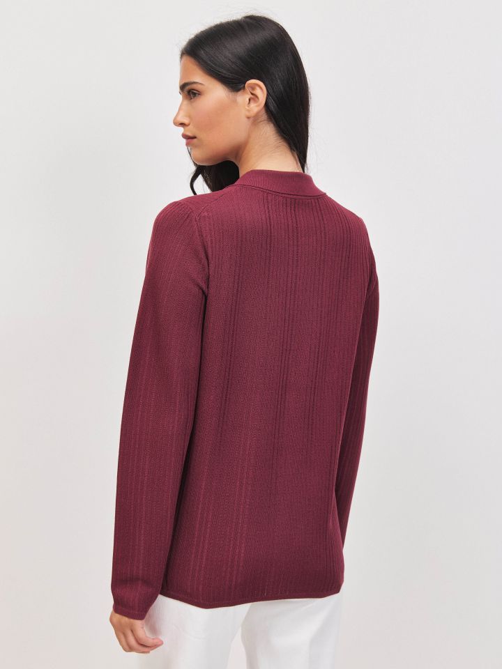 סריג פולו ארוך PROMO בצבע בורדו