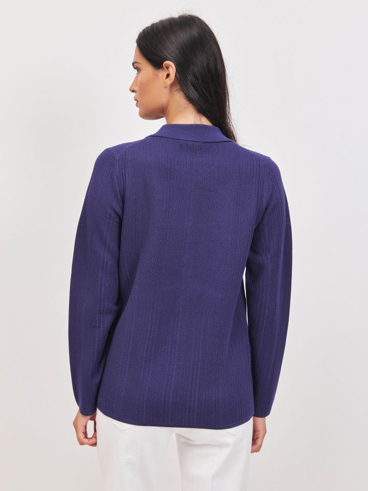 סריג פולו ארוך PROMO בצבע כחול ויקטוריה