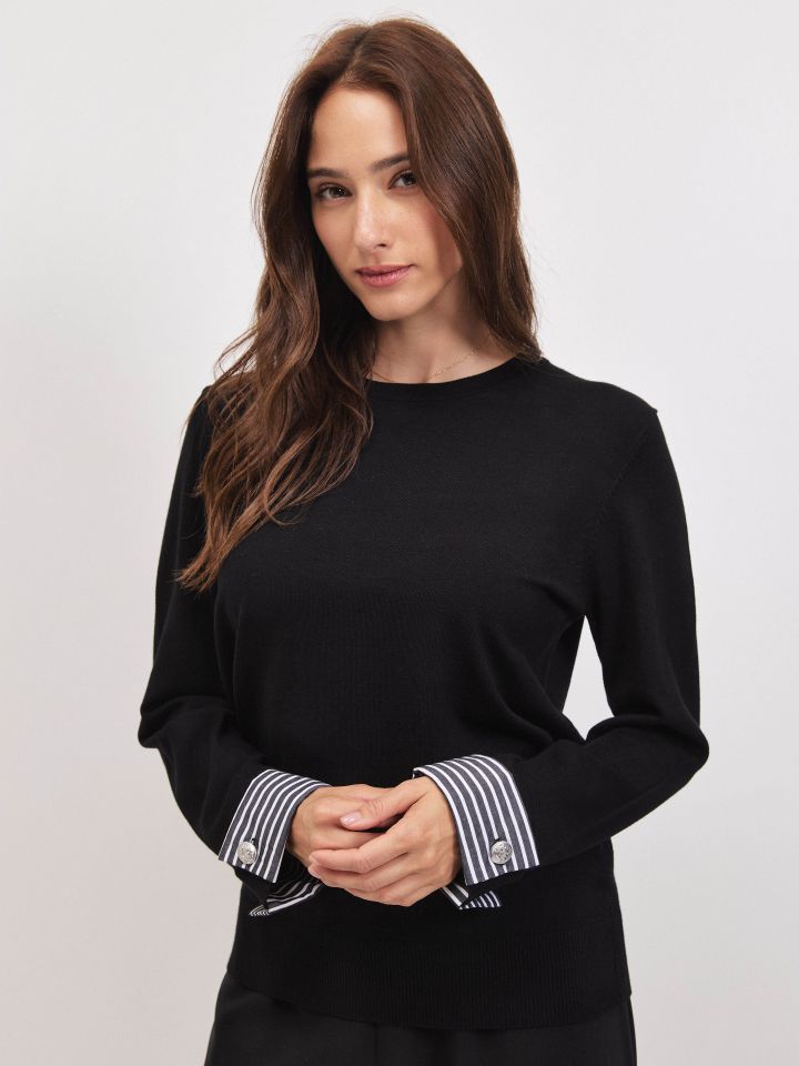 סריג שילוב מנג’ט אריג בצבע שחור