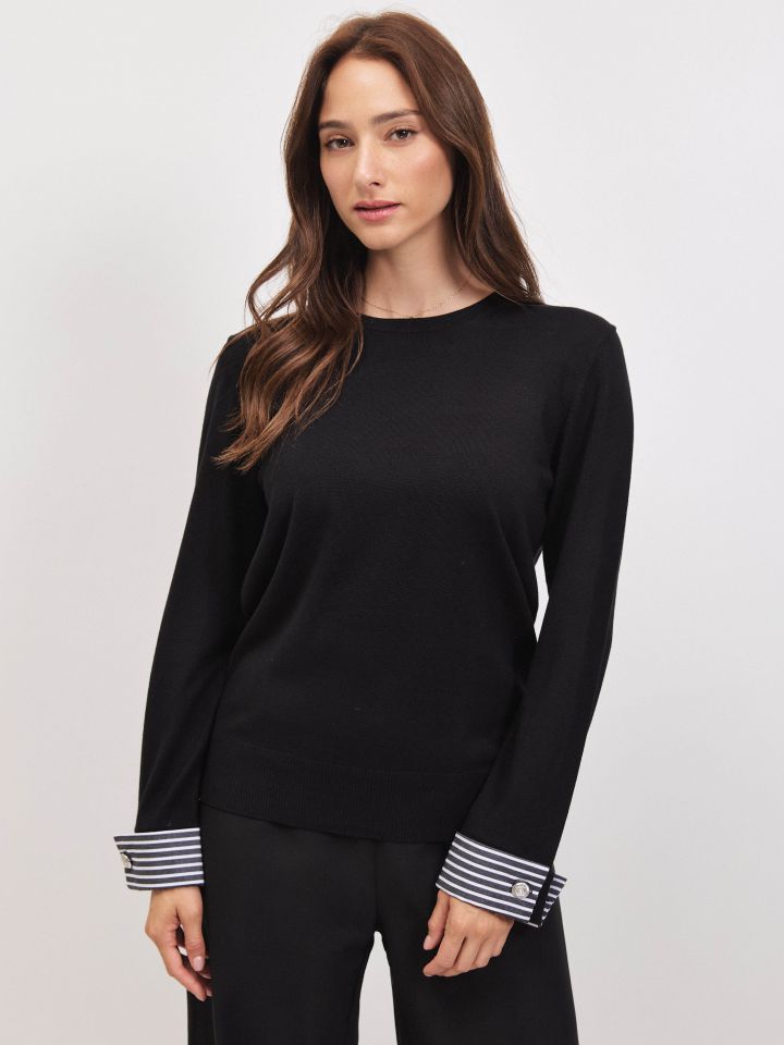 סריג שילוב מנג’ט אריג בצבע שחור