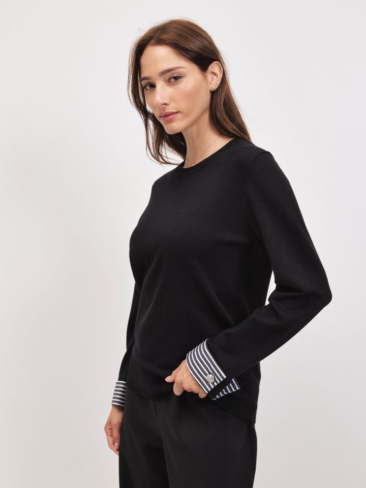 סריג שילוב מנג’ט אריג בצבע שחור