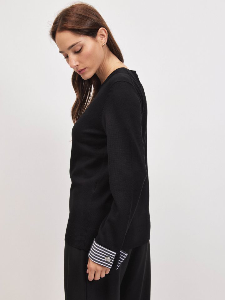 סריג שילוב מנג’ט אריג בצבע שחור