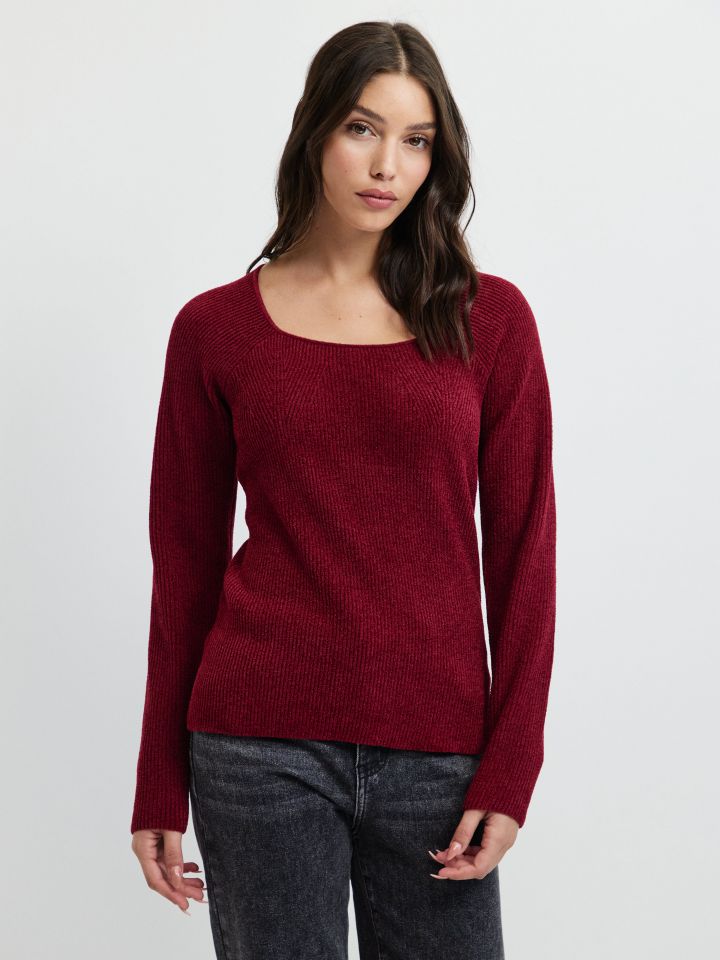 סריג שניל בצבע בורדו