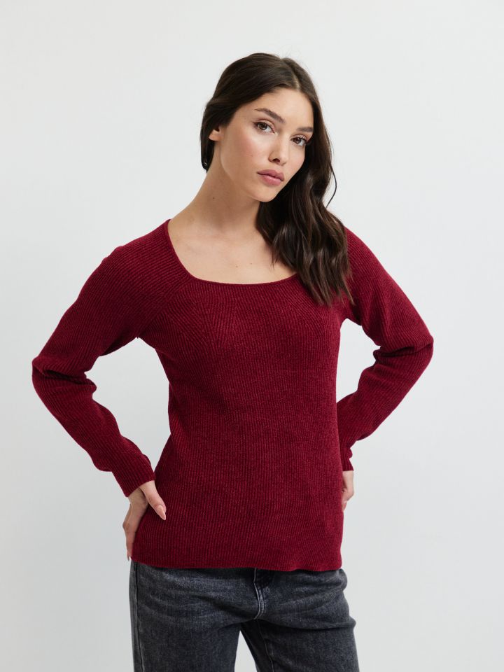 סריג שניל בצבע בורדו