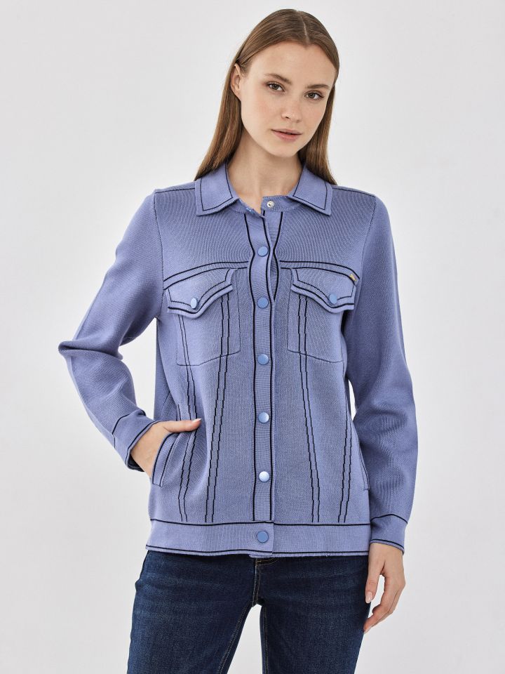 עליונית  סריג כיסים LIA בצבע תכלת