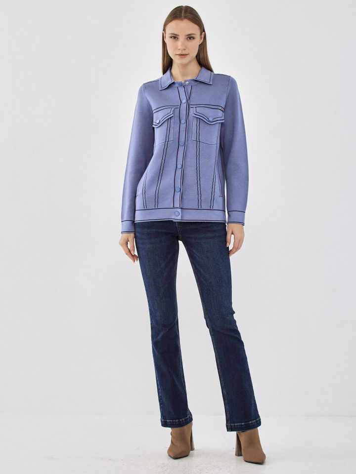 עליונית  סריג כיסים LIA בצבע תכלת