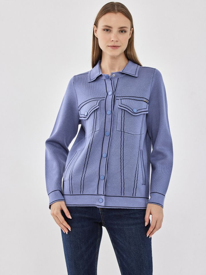 עליונית  סריג כיסים LIA בצבע תכלת