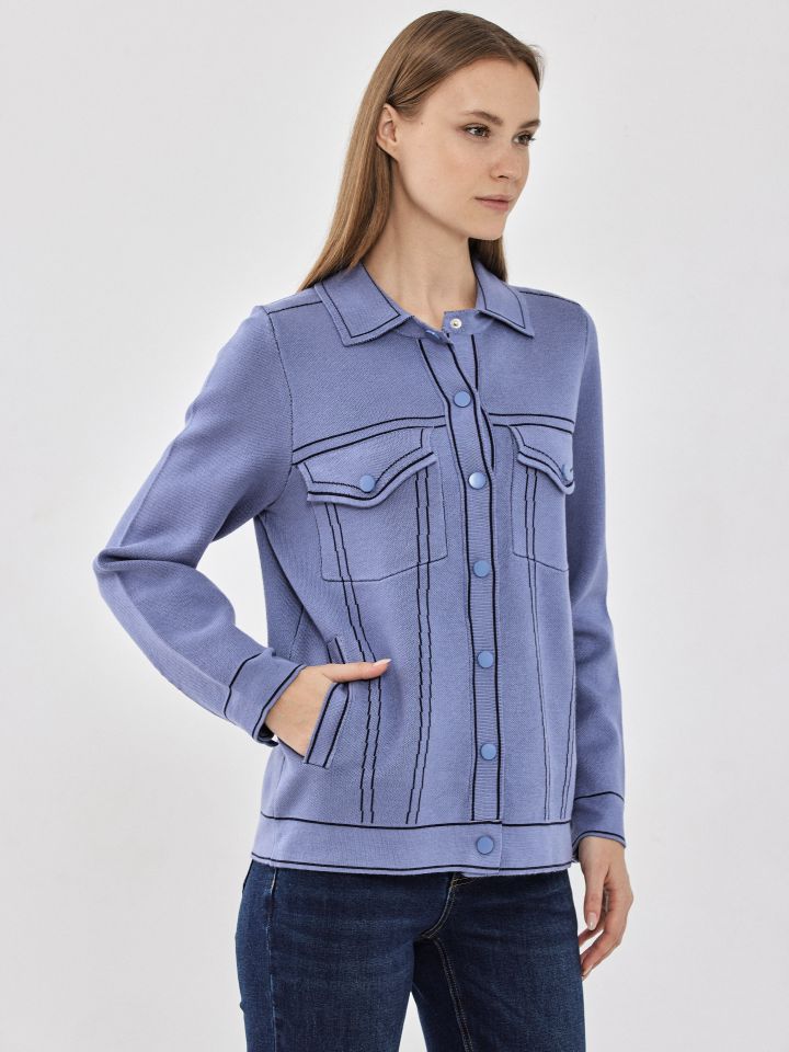 עליונית  סריג כיסים LIA בצבע תכלת