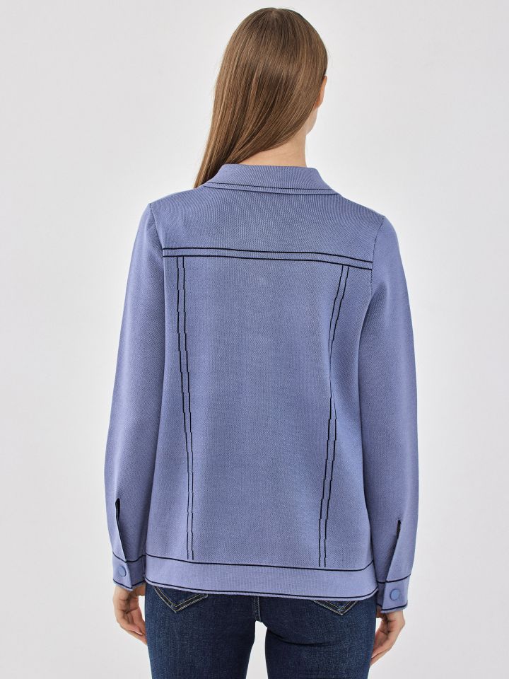 עליונית  סריג כיסים LIA בצבע תכלת