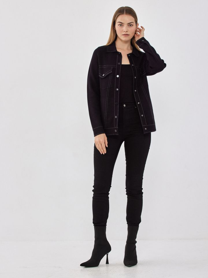 עליונית  סריג כיסים LIA בצבע שחור