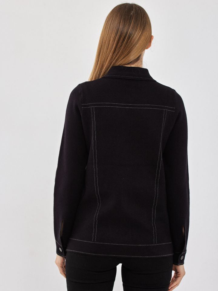 עליונית  סריג כיסים LIA בצבע שחור