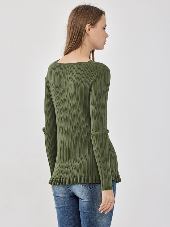 טווין סט סריג פתח אבזם בצבע ירוק דשא