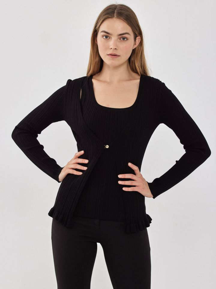 טווין סט סריג פתח אבזם בצבע שחור