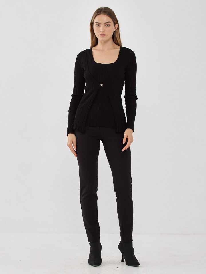 טווין סט סריג פתח אבזם בצבע שחור