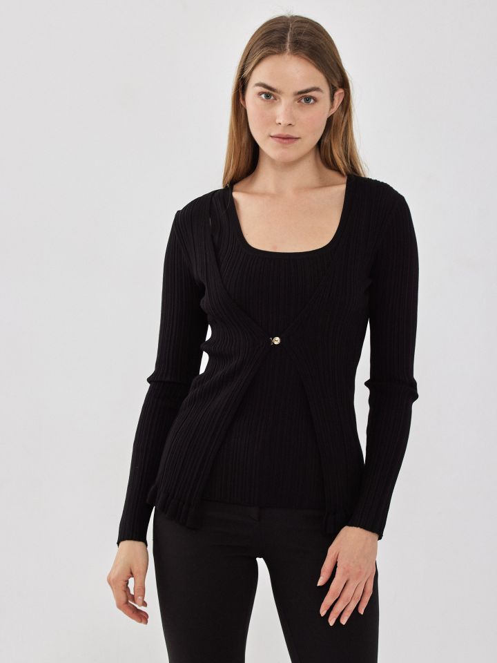 טווין סט סריג פתח אבזם בצבע שחור