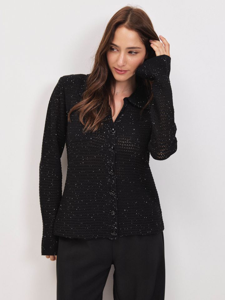 עליונית סריג לורקס בצבע שחור