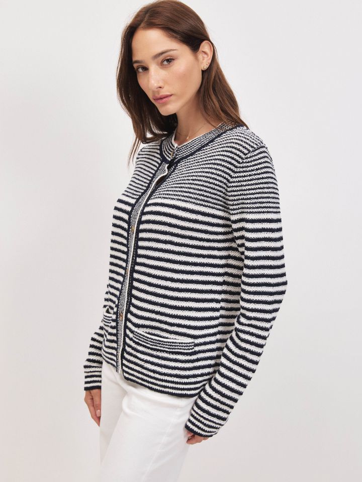 עליונית סריג פסים בצבע נייבי