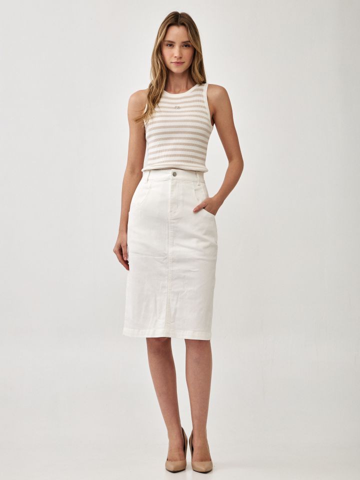 גופיה סריג  פסים בצבע בייז’