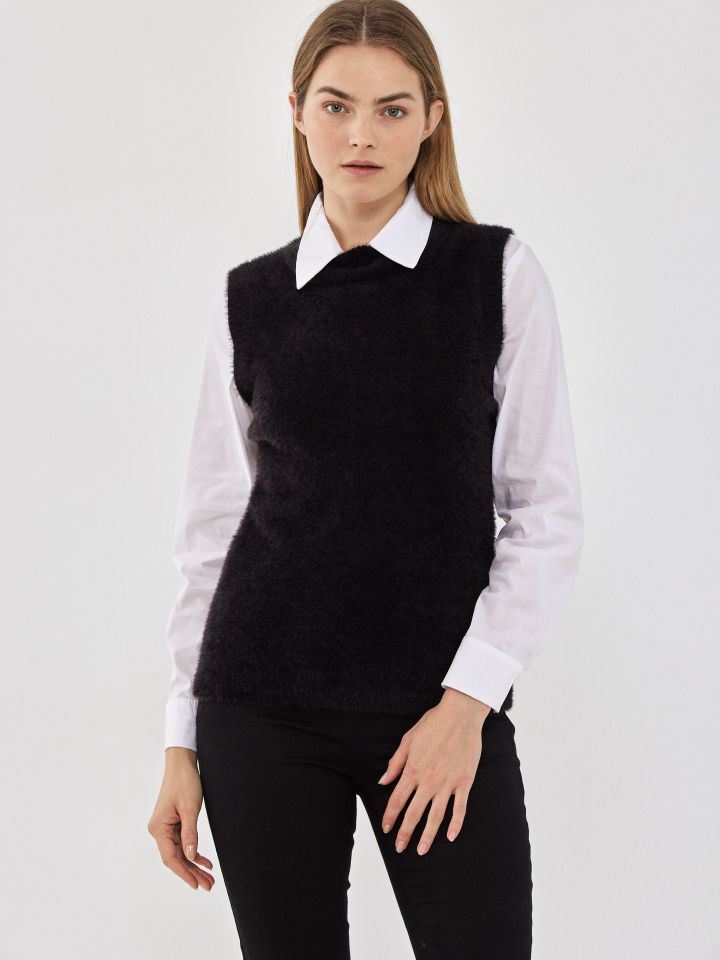 סריג חצי גולף שאניל PROMO בצבע שחור