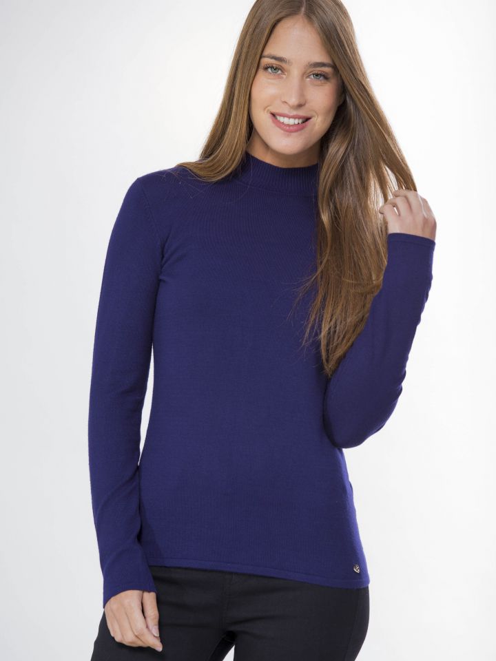 סריג חצי גולף PROMO בצבע כחול אינדיגו