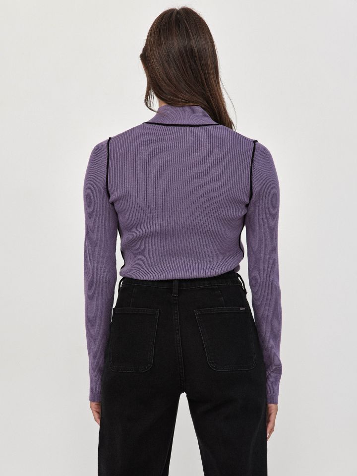 סריג רוכסן שילובים PROMO בצבע סגול לילה מעושן