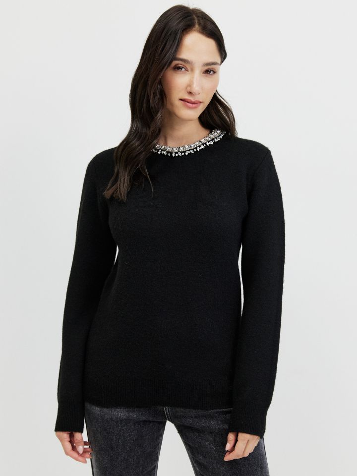 סריג פתח דמוי יהלומים בצבע שחור