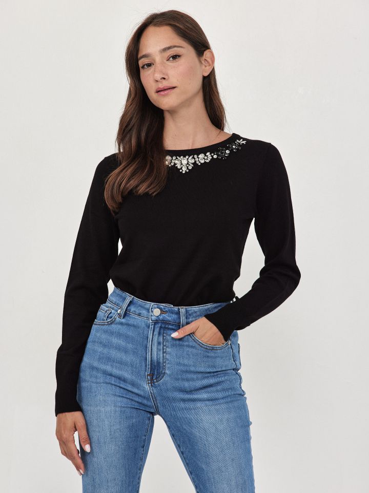 סריג פתח יהלומים בצבע שחור