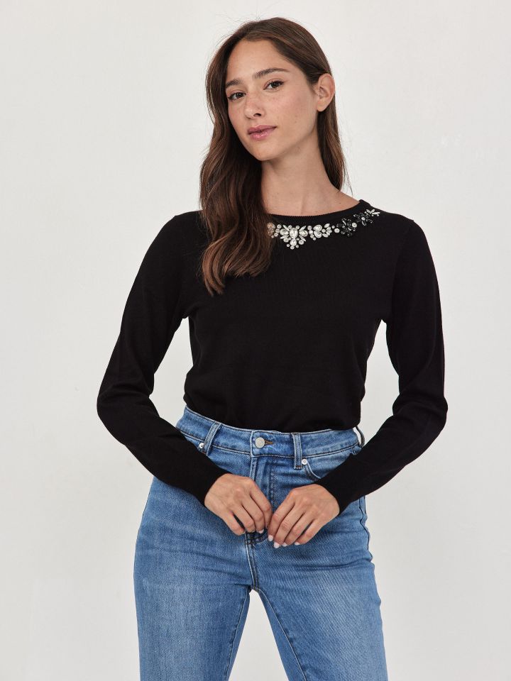 סריג פתח יהלומים בצבע שחור