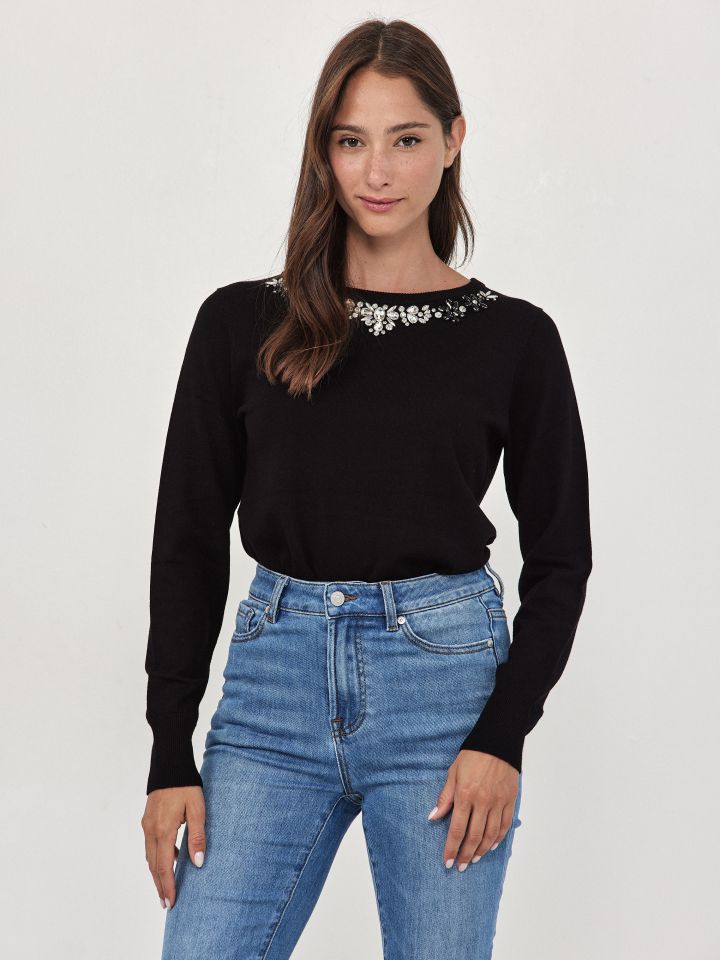 סריג פתח יהלומים בצבע שחור