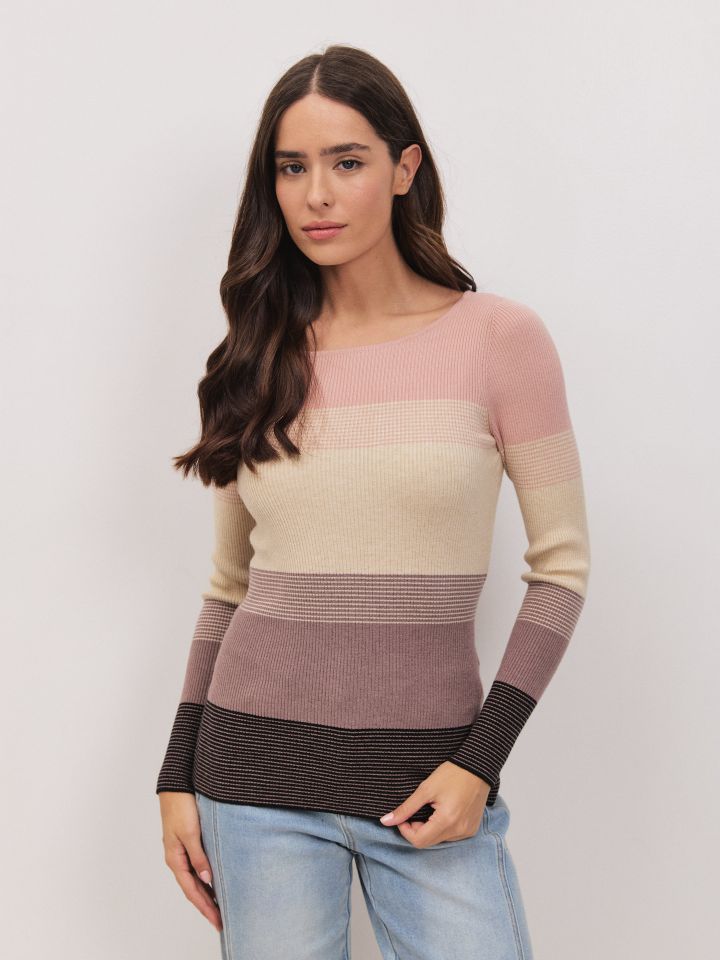 סריג פסים PROMO בצבע ורוד עתיק